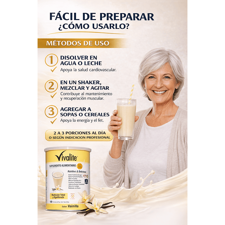 Vivalite Gold Vainilla Formula Completa Balanceada 900g  4