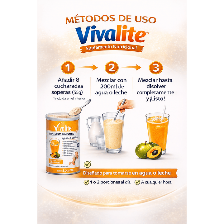 Vivalite Suplemento De 900 Grs - Sabor Lúcuma Sabor Lucuma Pack x2 4