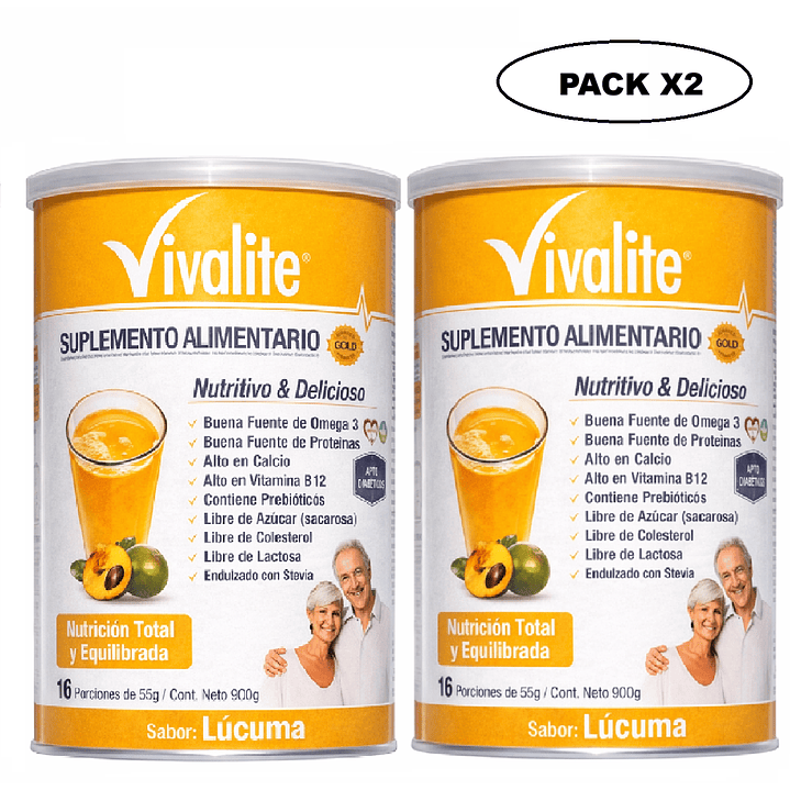 Vivalite Suplemento De 900 Grs - Sabor Lúcuma Sabor Lucuma Pack x2 1