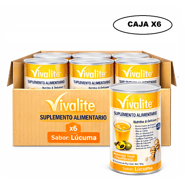 Vivalite Suplemento De 900 Grs - Sabor Lúcuma Sabor Lucuma Caja x6 1