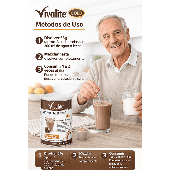 Vivalite Gold Chocolate Formula Completa Balanceada 900g Caja x6 5