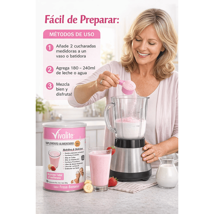 Vivalite Suplemento De 900 Grs. Sabor Fresa-banana 4