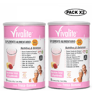 Vivalite Suplemento De 900 Grs. Sabor Fresa-banana Pcka x2