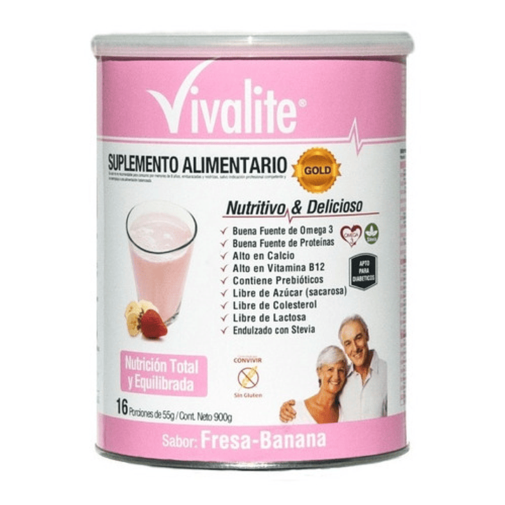 Vivalite Suplemento De 900 Grs. Sabor Fresa-banana Caja x6 3