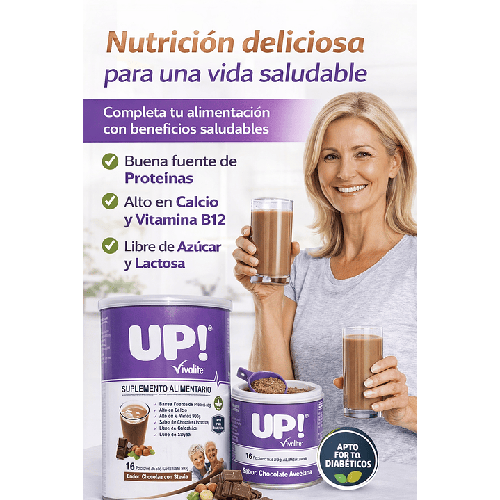 Up! Vivalite Suplemento Alimentario Chocolate Avellana 900g 2