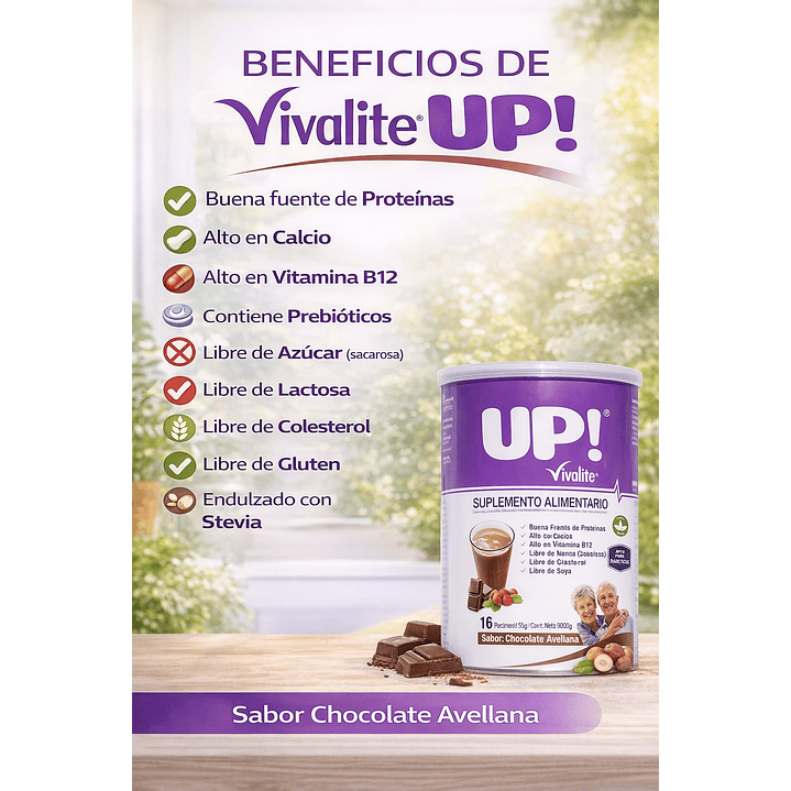 Vivalite Up! Suplemento Alimentario Chocolate Avellana 900g Pack x3 4