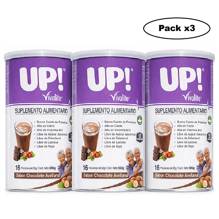 Vivalite Up! Suplemento Alimentario Chocolate Avellana 900g Pack x3 1