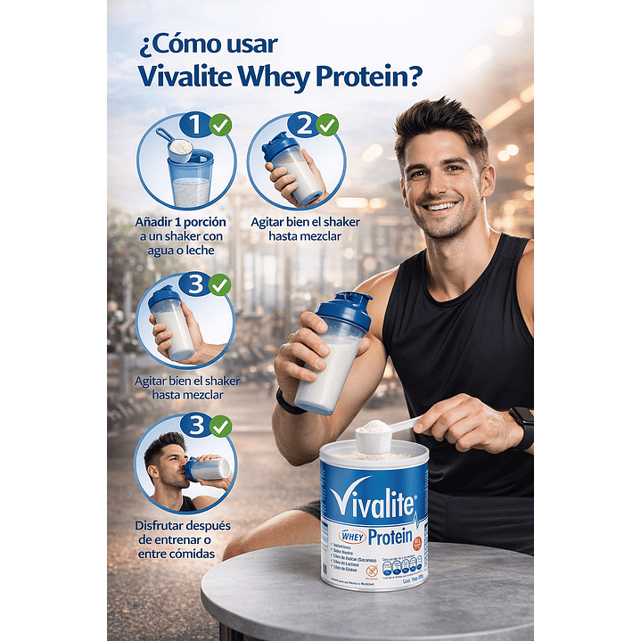 Vivalite Whey Protein Sin Sabor 300g Pack x3 4