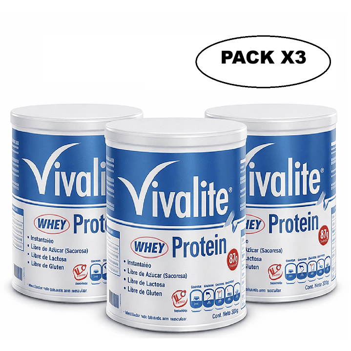 Vivalite Whey Protein Sin Sabor 300g Pack x3 1