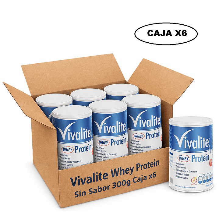 Vivalite Whey Protein Sin Sabor 300g Caja x6 1