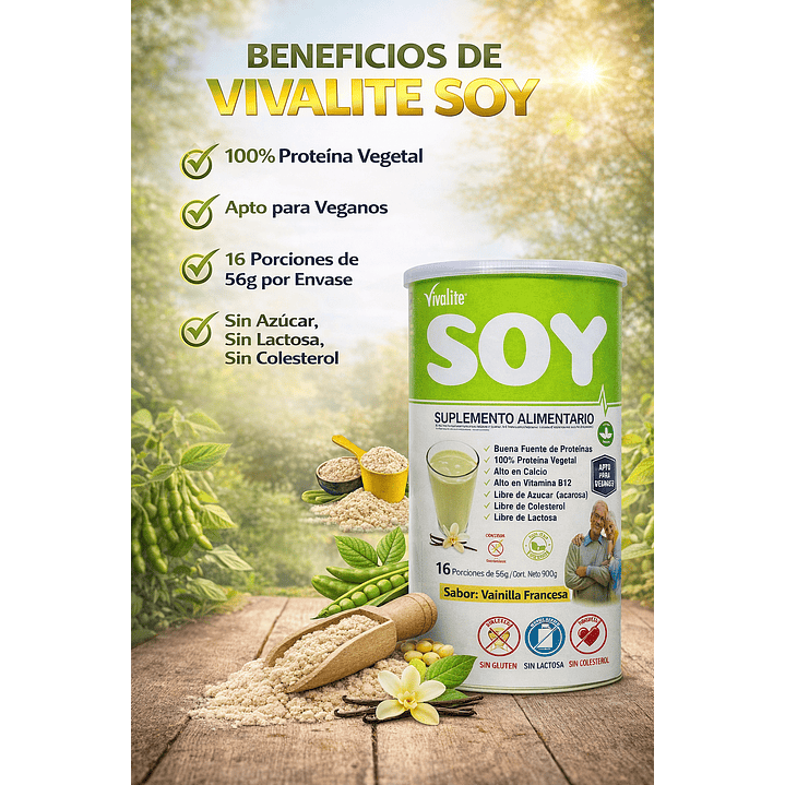Vivalite Suplemento Soy Vainilla Francesa 900gr Apto Veganos 4