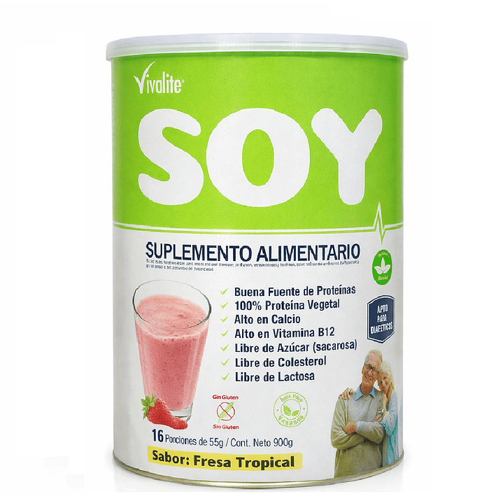 Vivalite Soy Suplemento Alimentario 900g Sabor Frutilla Caja x6 2