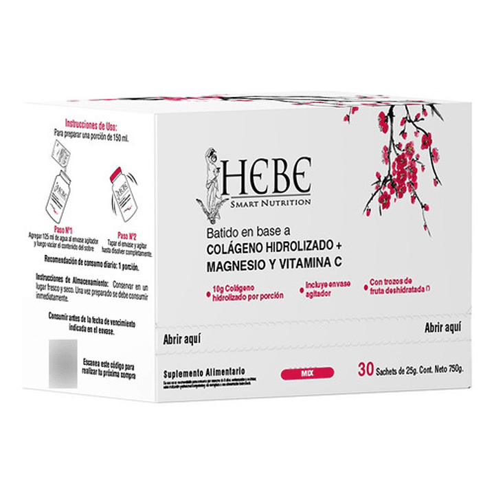 Hebe Colageno Hidrolizado + Magnesio y Vitamina Caja x30 Pack x2 4