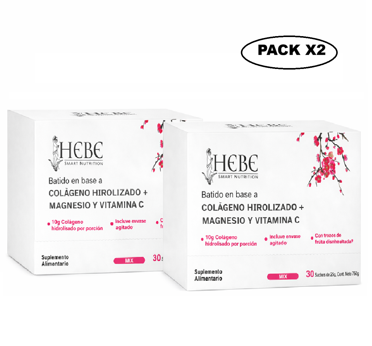 Hebe Colageno Hidrolizado + Magnesio y Vitamina Caja x30 Pack x2