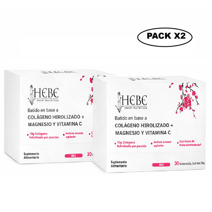 Hebe Colageno Hidrolizado + Magnesio y Vitamina Caja x30 Pack x2 1