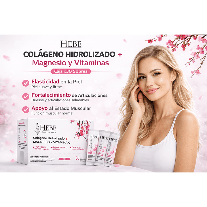 Hebe Colageno Hidrolizado + Magnesio y Vitamina Caja x30 Pack x3 4