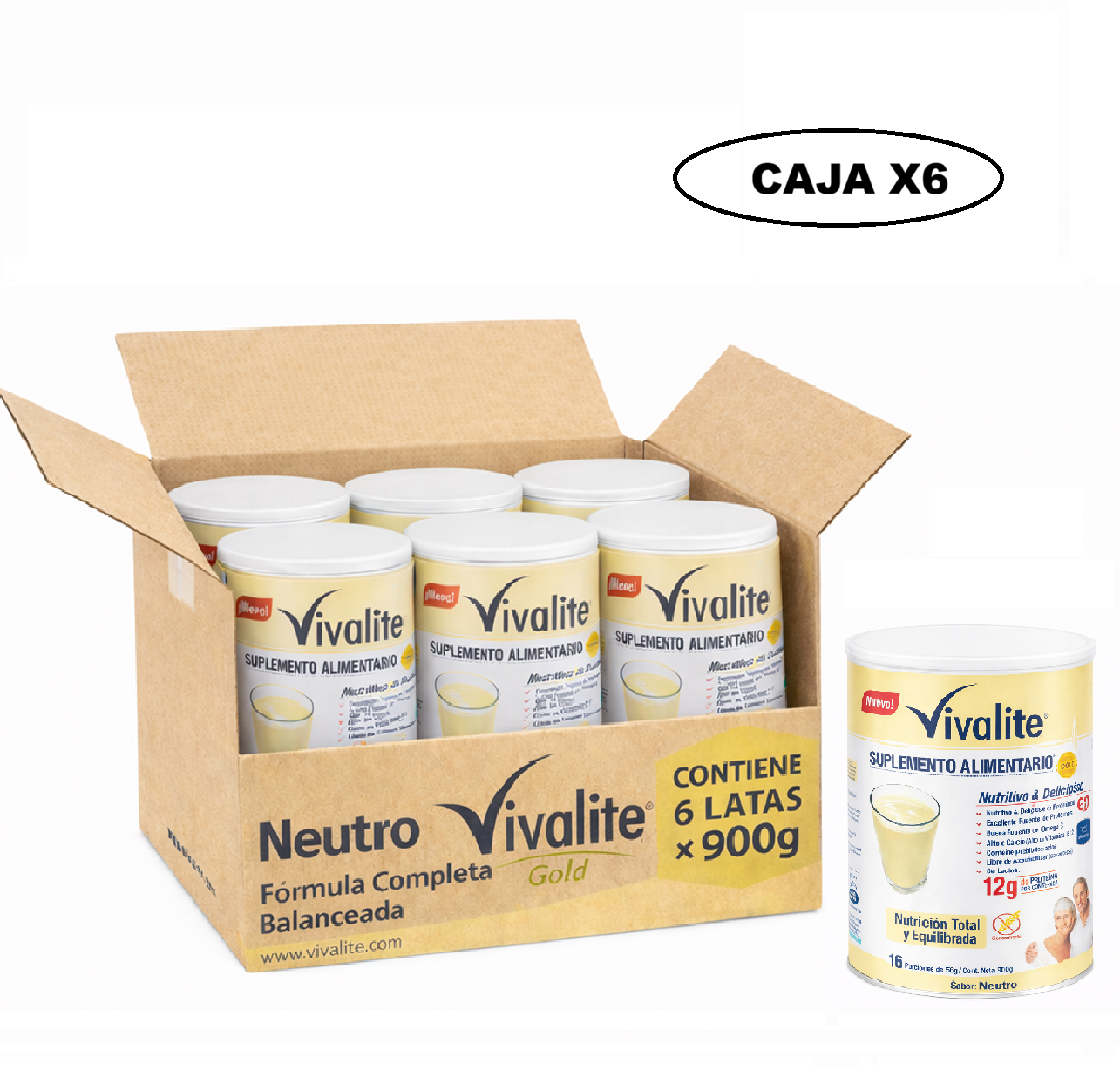Vivalite Gold Neutro Formula Completa Balanceada 900g Caja x6