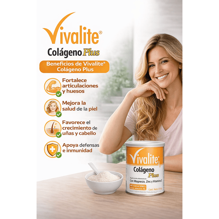 Vivalite Colageno Plus Magnesio Zinc Y Vitamina C 375 G  Caja x6 4
