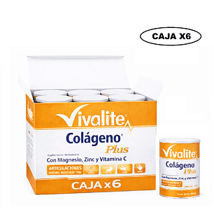 Vivalite Colageno Plus Magnesio Zinc Y Vitamina C 375 G  Caja x6