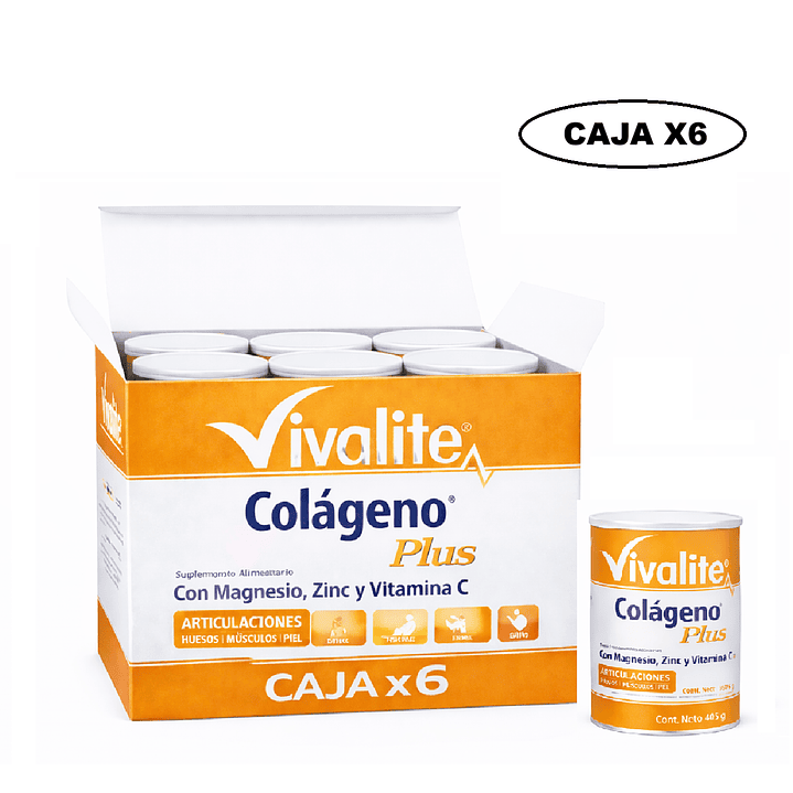 Vivalite Colageno Plus Magnesio Zinc Y Vitamina C 375 G  Caja x6 1