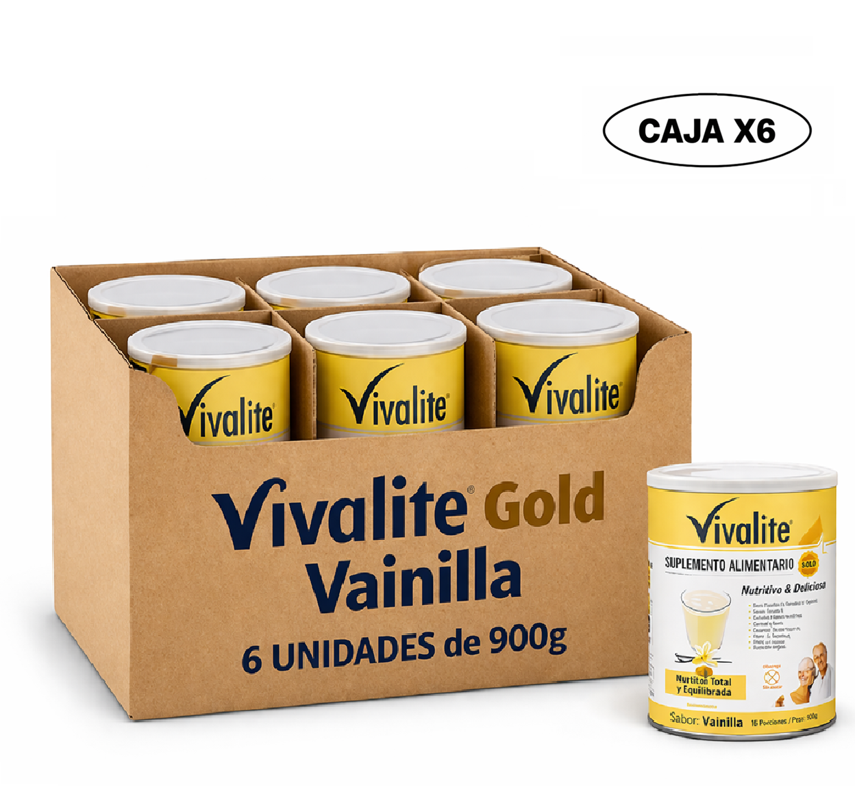 Vivalite Gold Vainilla 900g Caja X6