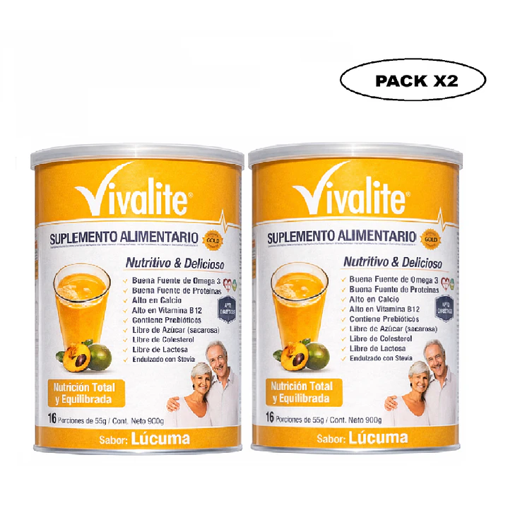 Vivalite Suplemento De 900 Grs - Sabor Lúcuma Sabor Lucuma Pack x2 1