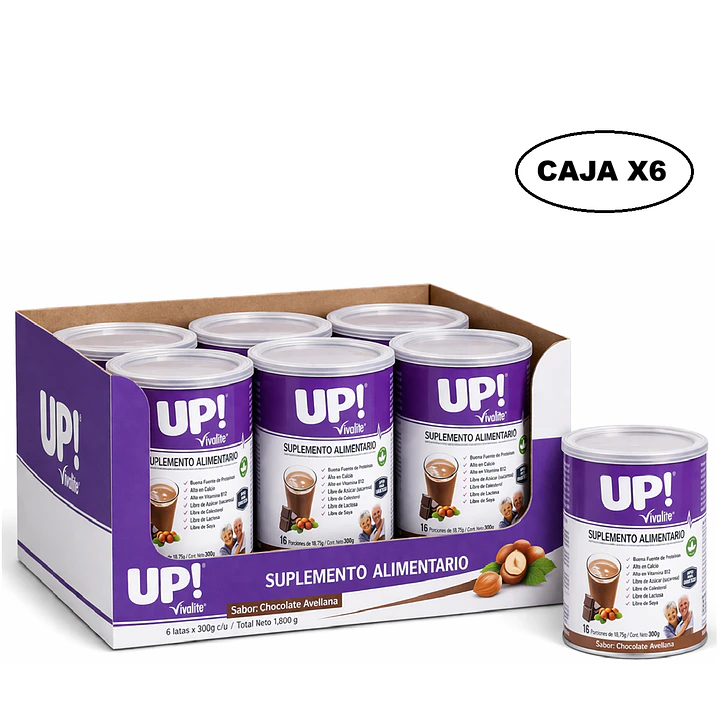 Vivalite Up! Suplemento Alimentario Chocolate Avellana 900g Caja x6 1