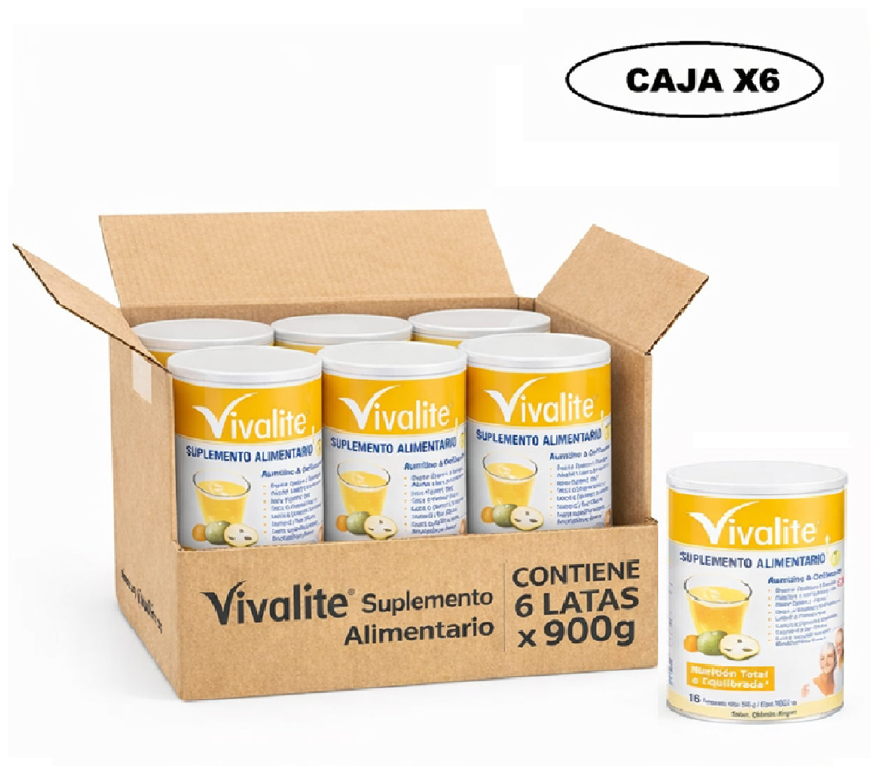 Vivalite Gold 900g Formula Completa Y Balanceada Sabor Chirimoya Caja x6