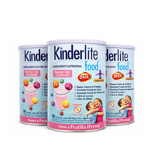 Kinderlite Frutilla Complemento Nutricional Niños 900g  Pack x3