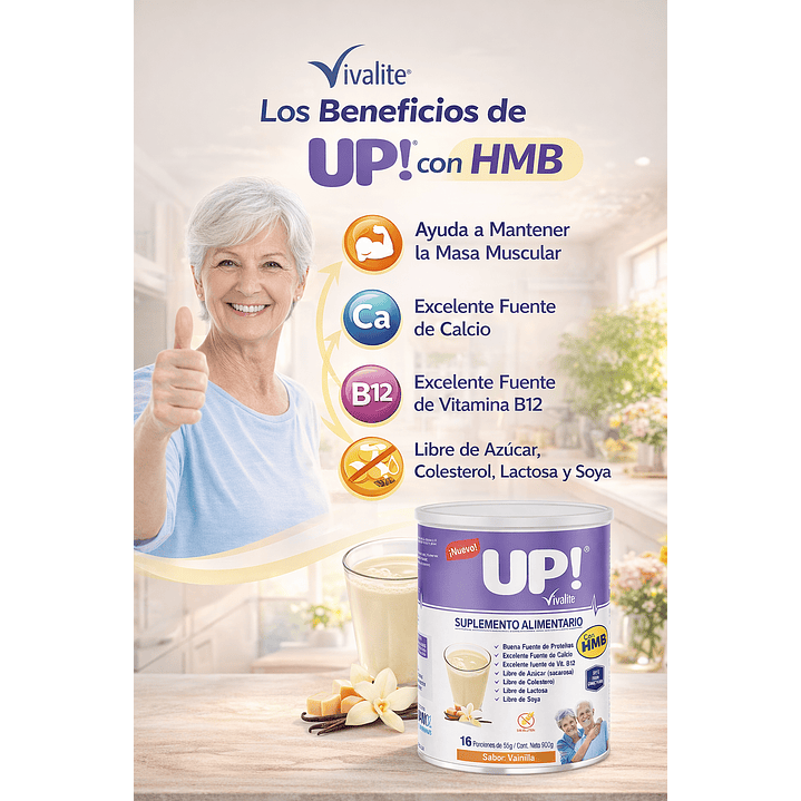 Vivalite Up Con Hmb Suplemento Alimentario Vainilla 900g 3