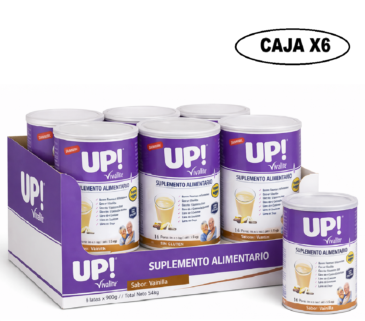 Vivalite Up Con Hmb Suplemento Alimentario Vainilla 900g Caja x6