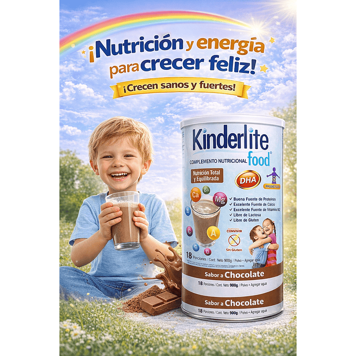 Kinderlite Chocolate Complemento Nutricional Niños 900g Pack x3 4