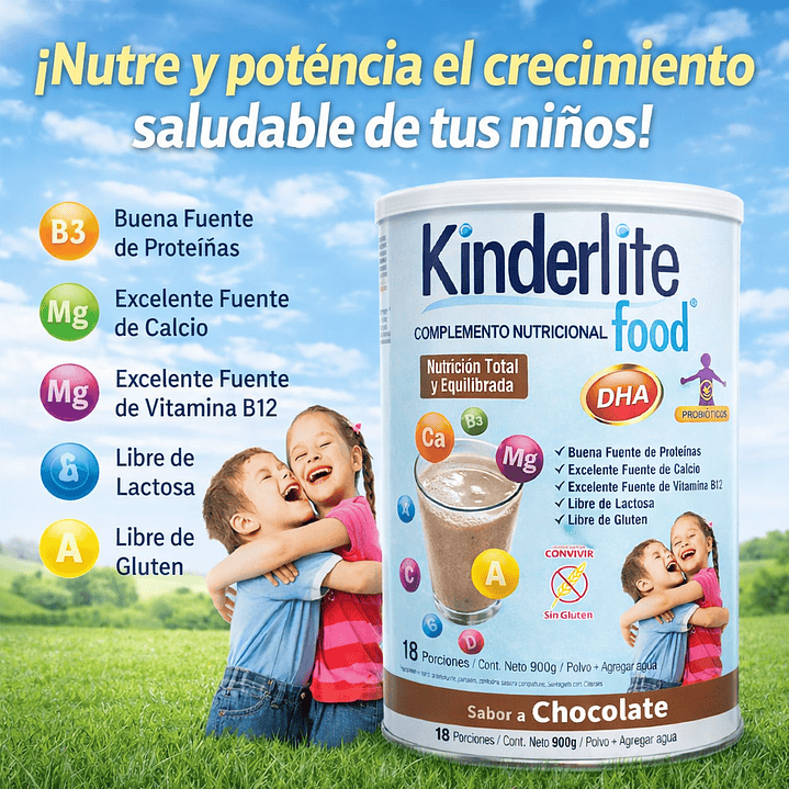 Kinderlite Chocolate Complemento Nutricional Niños 900g Caja x6  5