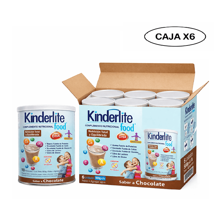 Kinderlite Chocolate Complemento Nutricional Niños 900g Caja x6  1