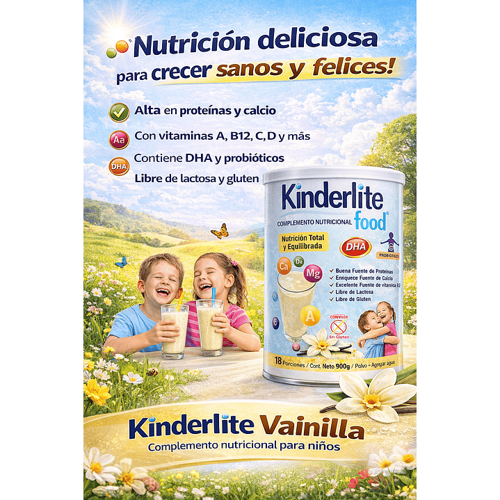 Kinderlite Vainilla Complemento Nutricional Niños 900g Caja x6 5