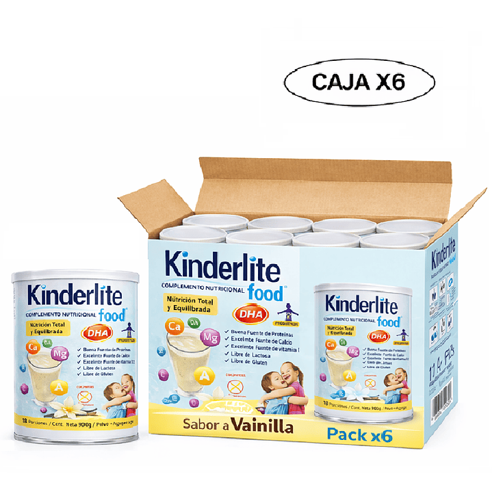 Kinderlite Vainilla Complemento Nutricional Niños 900g Caja x6 1
