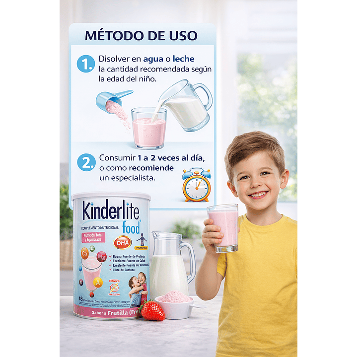 Kinderlite Frutilla Complemento Nutricional Niños 900g  Pack x3 3