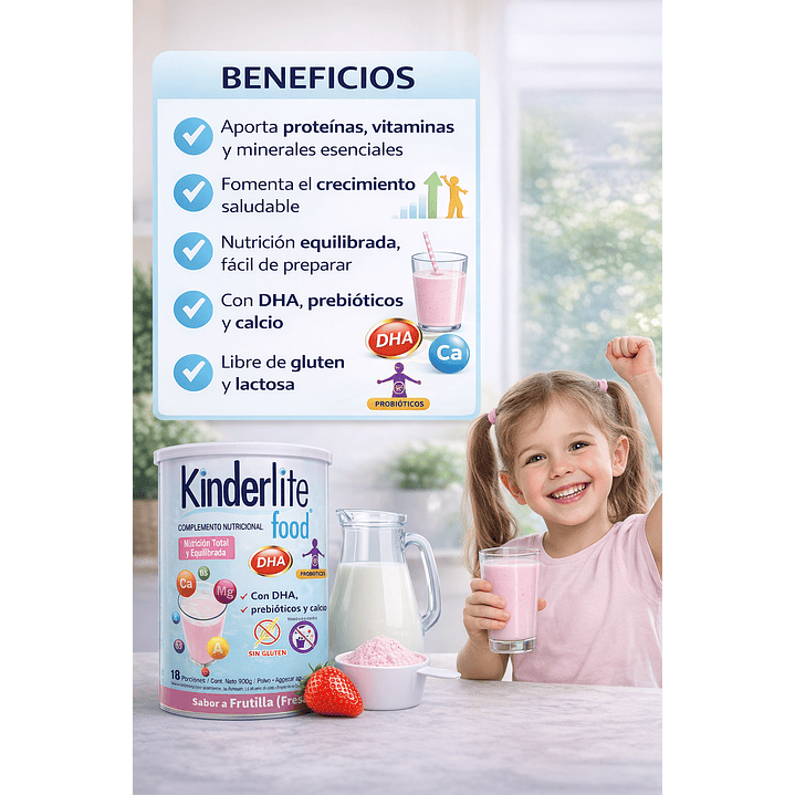 Kinderlite Frutilla Complemento Nutricional Niños 900g  Pack x3 4