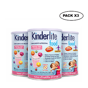 Kinderlite Frutilla Complemento Nutricional Niños 900g  Pack x3