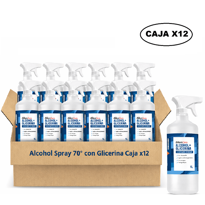 Alcohol Spray 70° Difem 1L con Glicerina Caja x12 1