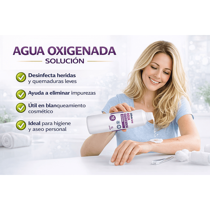 Agua Oxigenada 10 Vol 1000 ml Solución Antiséptica Pack x6 5