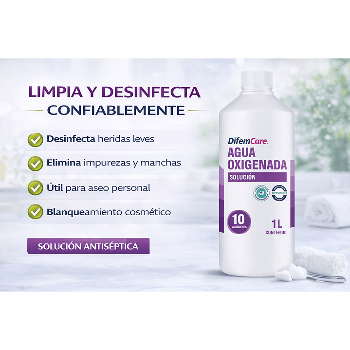 Agua Oxigenada 10 Vol 1000 ml Solución Antiséptica Pack x6 4
