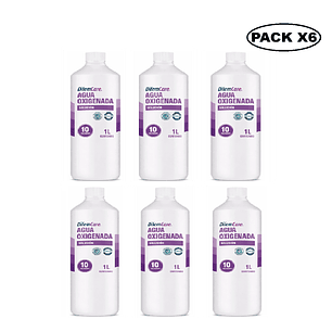 Agua Oxigenada 10 Vol 1000 ml Solución Antiséptica Pack x6