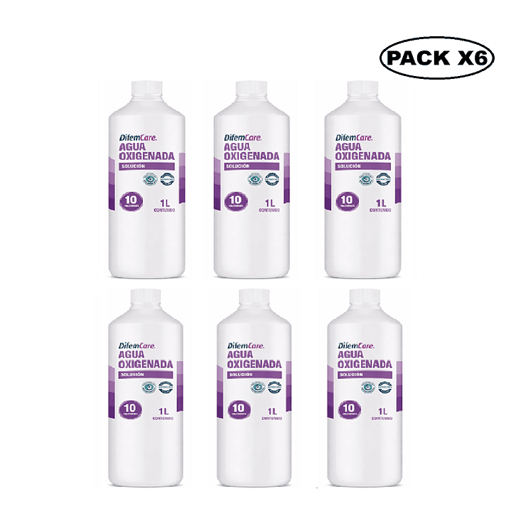 Agua Oxigenada 10 Vol 1000 ml Solución Antiséptica Pack x6 1