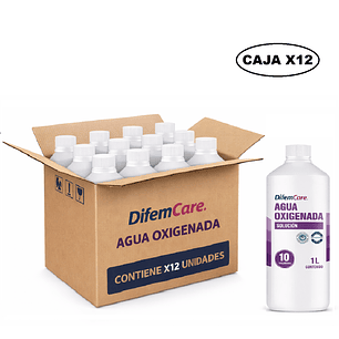 Agua Oxigenada 10 Vol 1000 ml Solución Antiséptica Caja x12