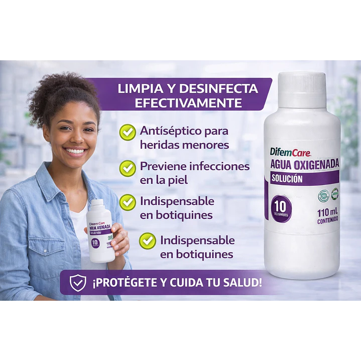 Agua Oxigenada Solución Difem 10v 110ml  4