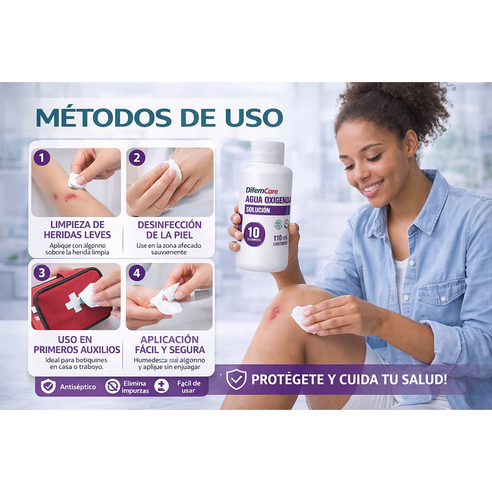 Agua Oxigenada Solución Difem 10v 110ml  5