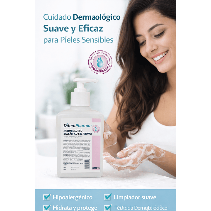 Jabon Neutro Balsamico Sin Aroma Difem 340ml  2