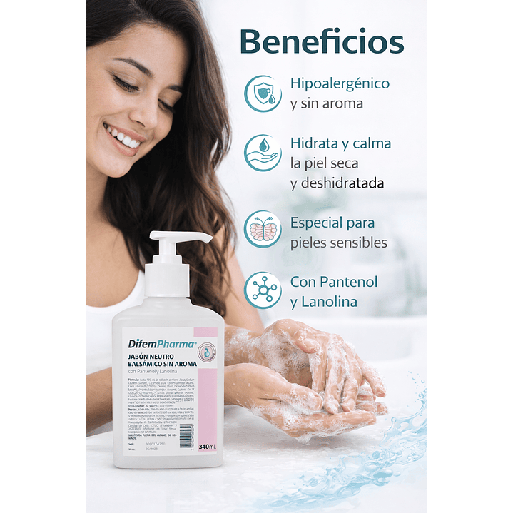 Jabon Neutro Balsamico Sin Aroma Difem 340ml  4