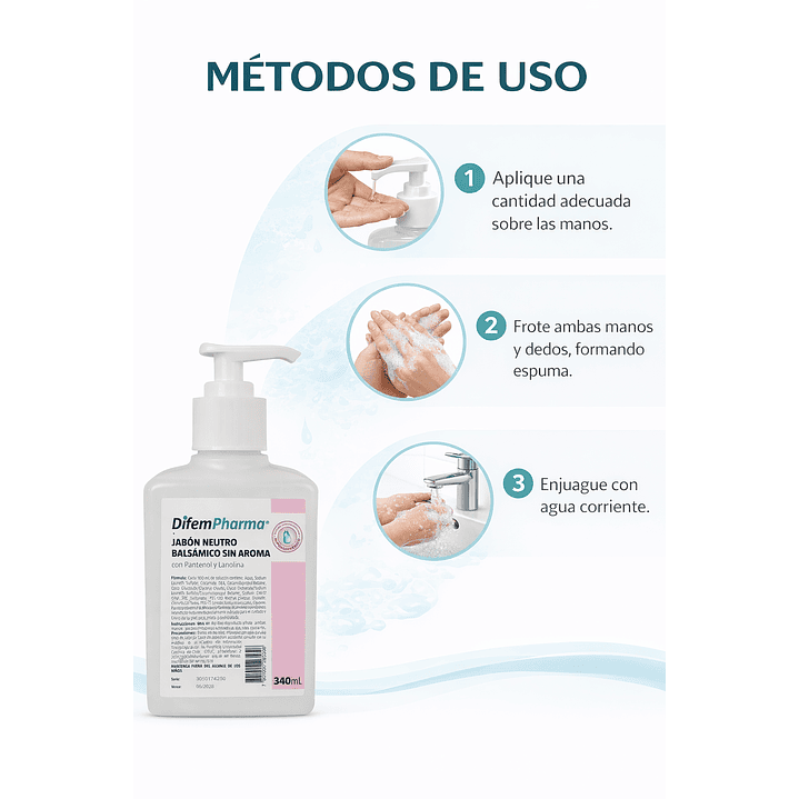 Jabon Neutro Balsamico Sin Aroma Difem 340ml  5